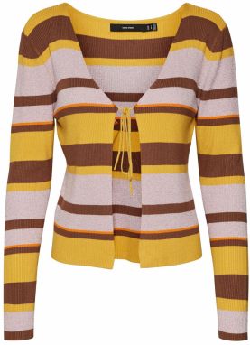 VERO MODA Kardigán 'AURA'  hnedá / žltá / fialová