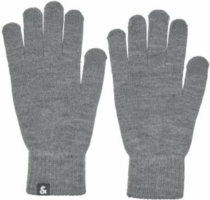 JACK & JONES Prstové rukavice 'Barry'  tmavosivá / čierna / biela
