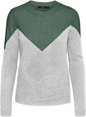 Vero Moda Tall Sveter 'Plaza'  svetlosivá / tmavozelená