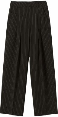 Bershka Plisované nohavice  béžová / čierna