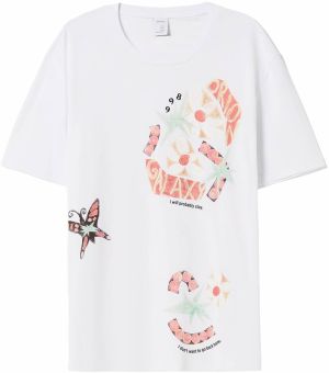 Bershka Tričko  mätová / oranžová / čierna / biela