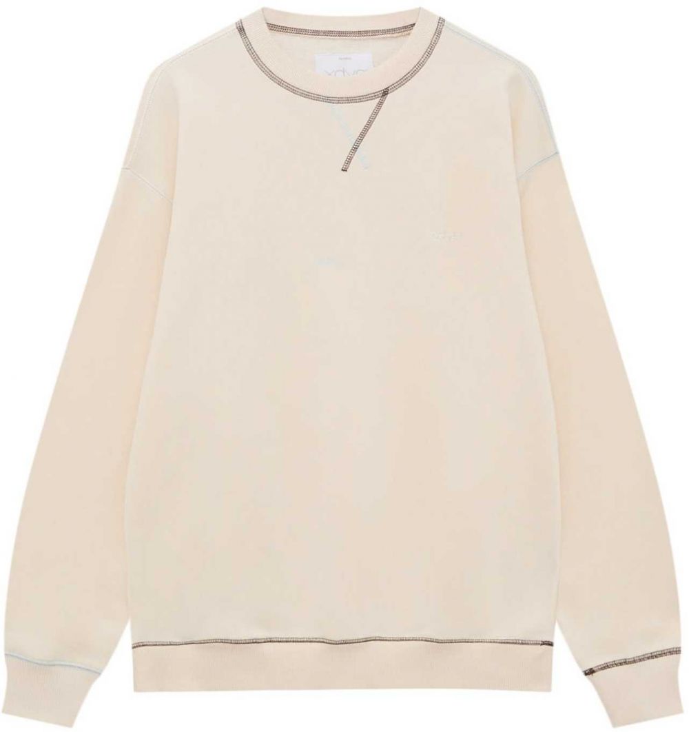 Pull&Bear Mikina  piesková / hnedá / svetlosivá