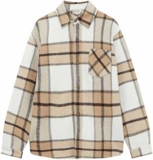 Pull&Bear Košeľa  tmavobéžová / tmavohnedá / biela