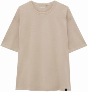 Pull&Bear Tričko  farba ťavej srsti / čierna / biela