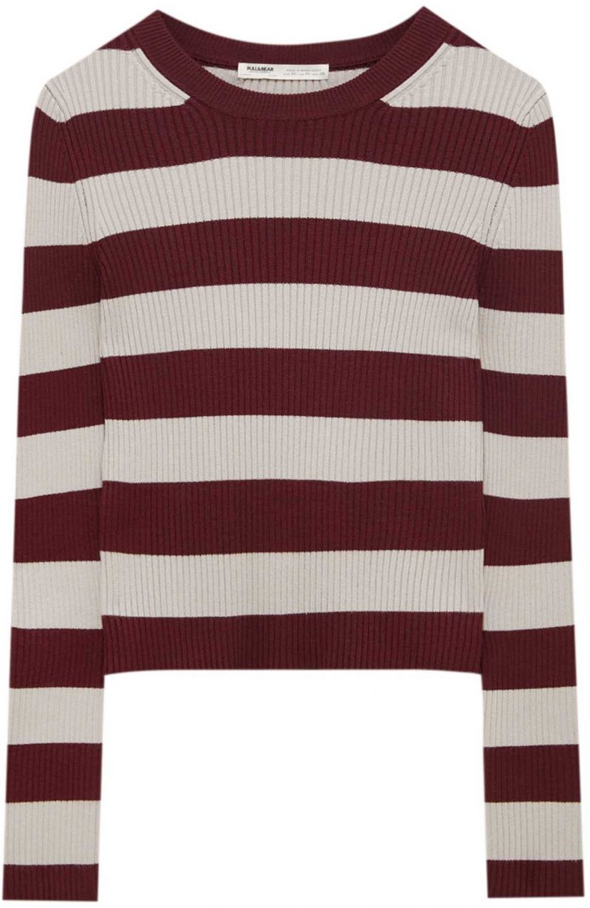 Pull&Bear Sveter  béžová / burgundská