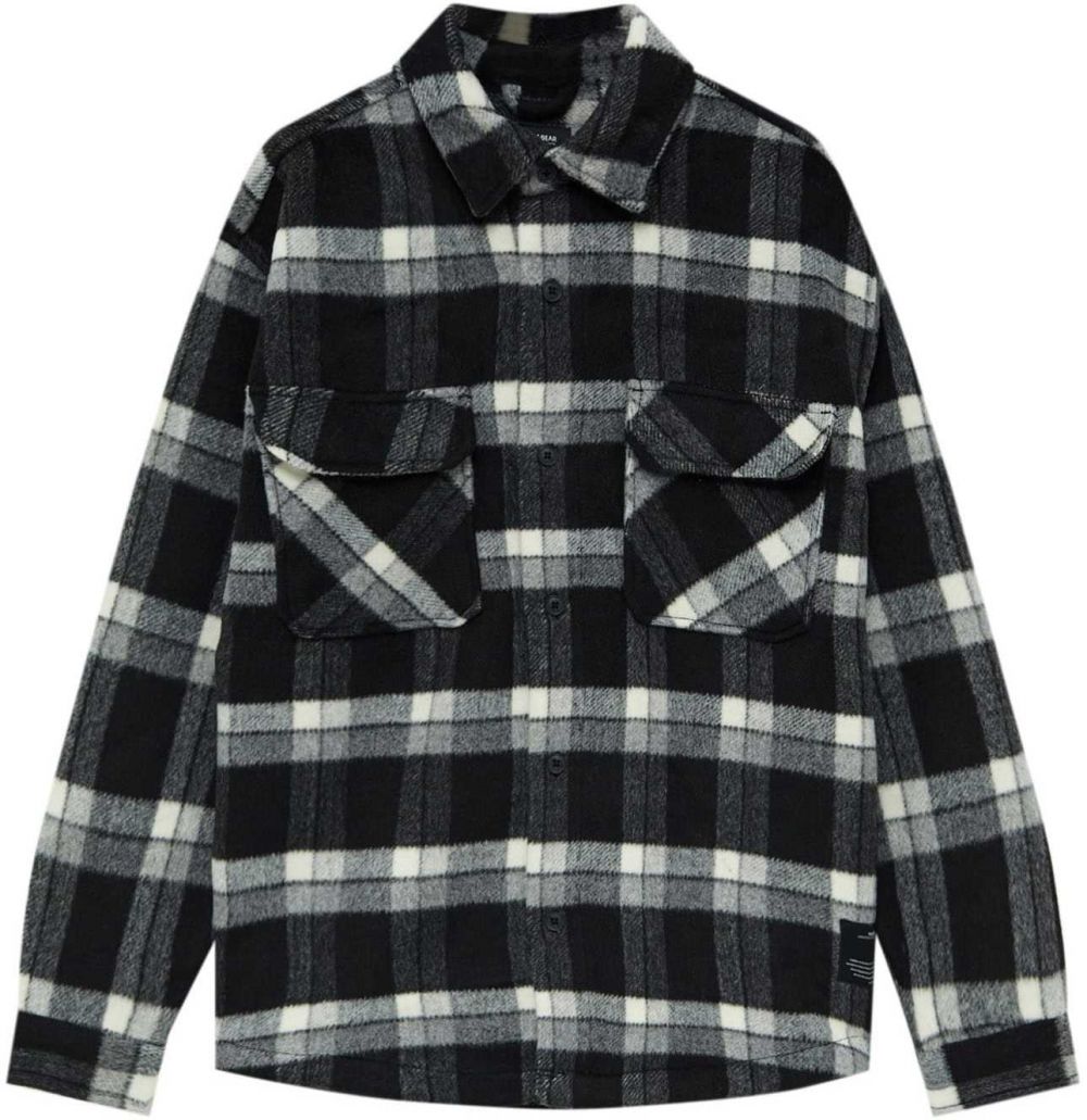 Pull&Bear Prechodná bunda  čierna / biela