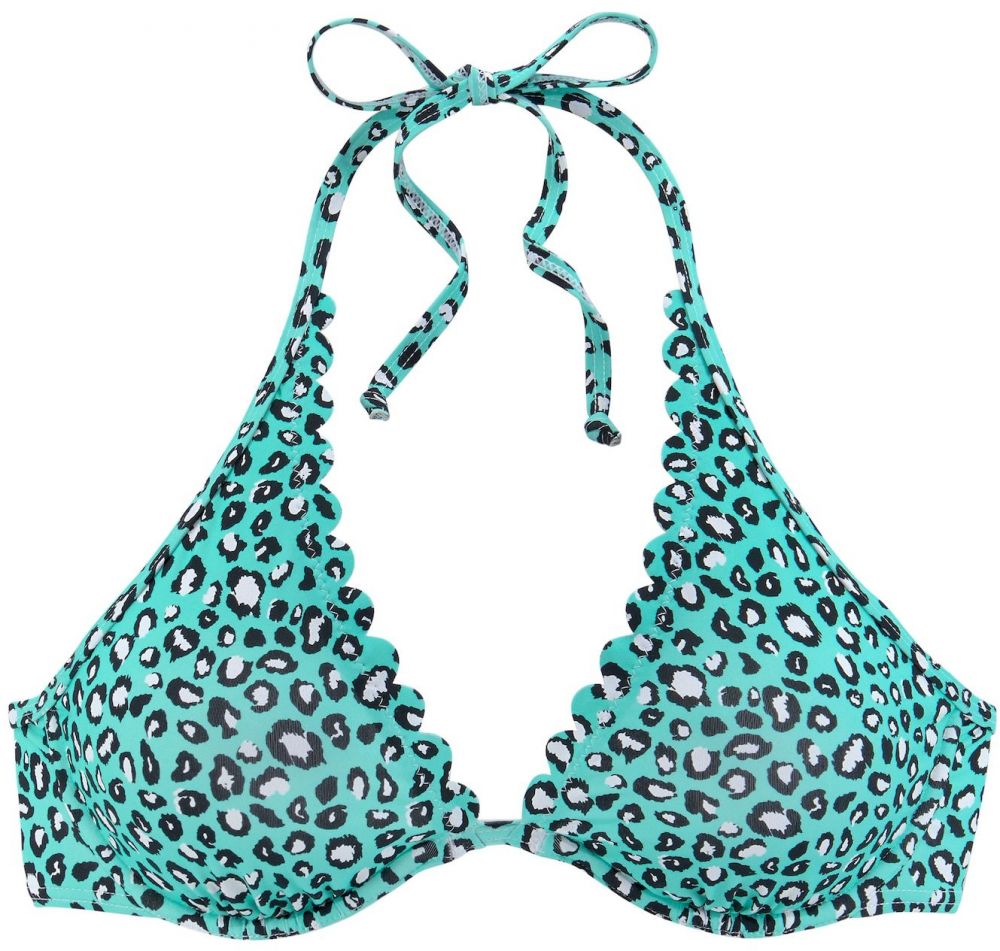 LASCANA Bikinový top  mätová / čierna / biela