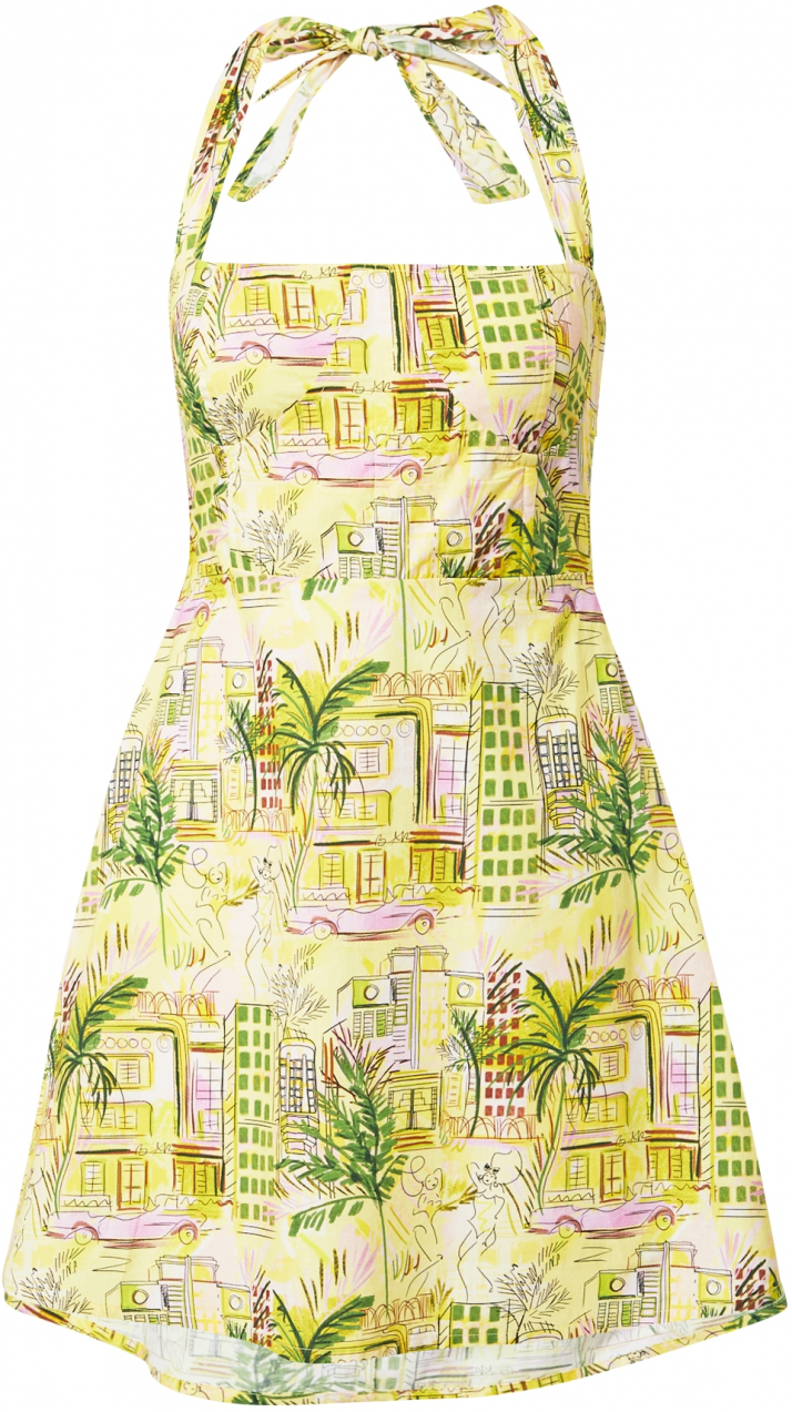 Nasty Gal Letné šaty  svetlohnedá / svetložltá / zelená / limetová