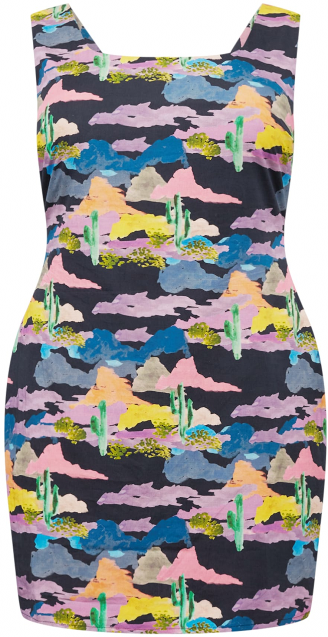 Nasty Gal Plus Šaty 'Cactus'  modrá / žltá / ružová / čierna
