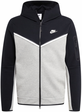 Nike Sportswear Tepláková bunda  sivá melírovaná / čierna / biela