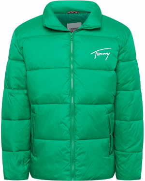 Tommy Jeans Zimná bunda  trávovo zelená / biela