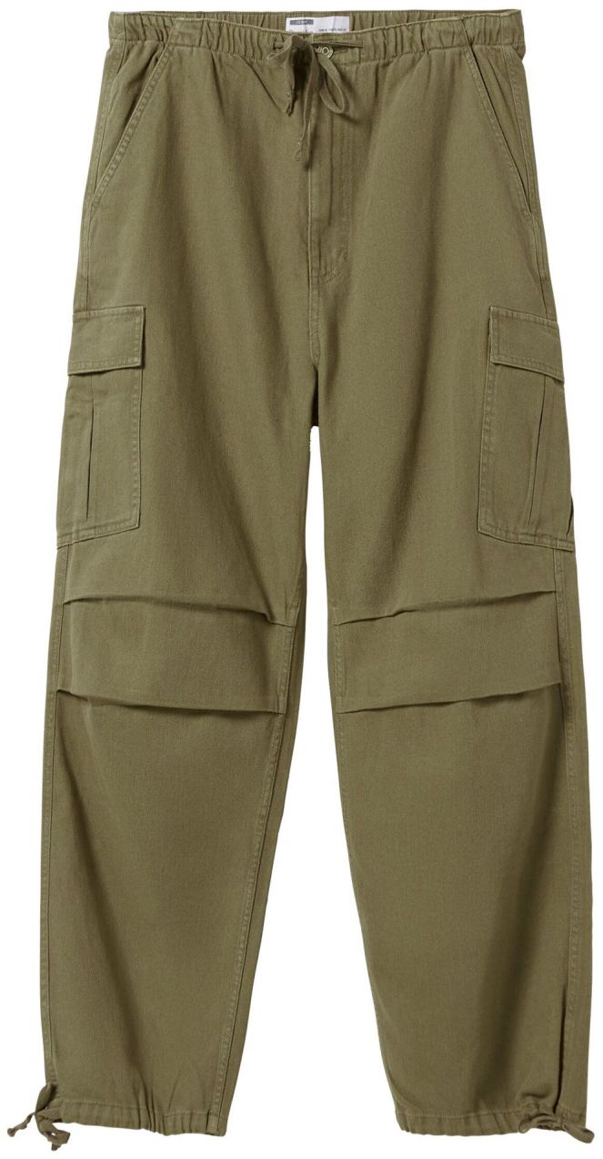 Bershka Rifľové kapsáče  kaki