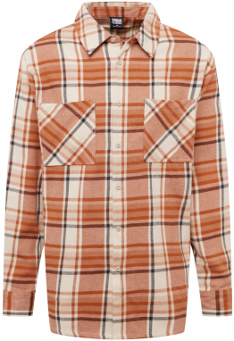 Urban Classics Košeľa  krémová / oranžovo červená / čierna