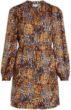 VILA Košeľové šaty 'Dotla'  svetlomodrá / oranžová / burgundská / čierna