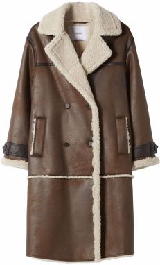 Bershka Zimný kabát  béžová / hnedá