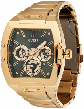 GUESS Analógové hodinky  zlatá / zelená