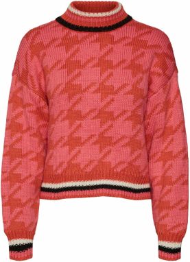 VERO MODA Sveter 'Alecia'  ohnivo červená / melónová / čierna / biela