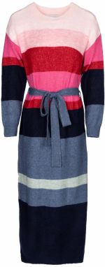 FRNCH PARIS Pletené šaty 'Kaissy'  kobaltovomodrá / modrá denim / ružová / s ružovými fľakmi