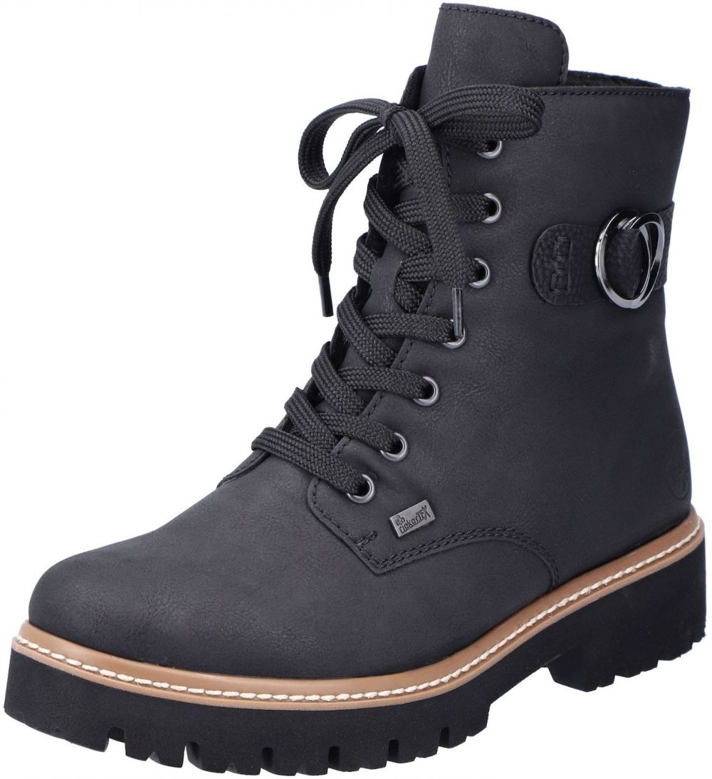 Rieker Šnurovacie členkové čižmy  čierna