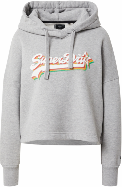 Superdry Mikina  sivá melírovaná / trávovo zelená / ohnivo červená / biela