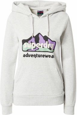 Superdry Mikina 'TERRAIN'  sivá melírovaná / svetlofialová / čierna / biela
