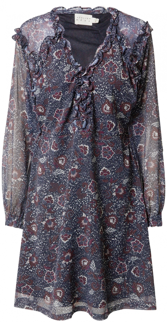 Atelier Rêve Šaty 'IRMURENO'  tmavomodrá / hnedá / burgundská / biela