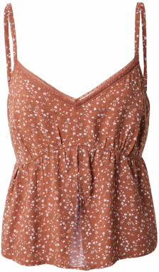 HOLLISTER Top  hnedá / biela