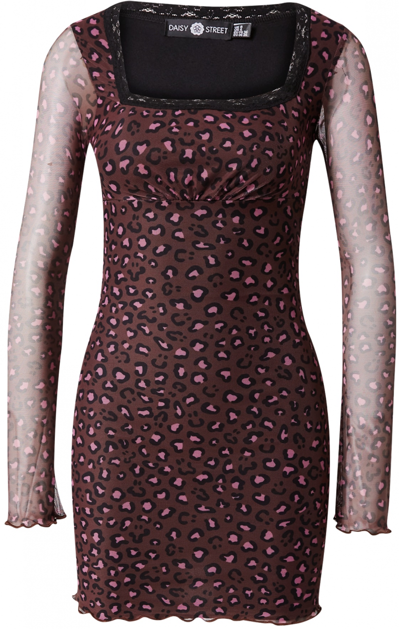 Daisy Street Šaty  hnedá / ružová / čierna
