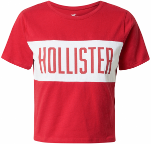 HOLLISTER Tričko  červená / biela