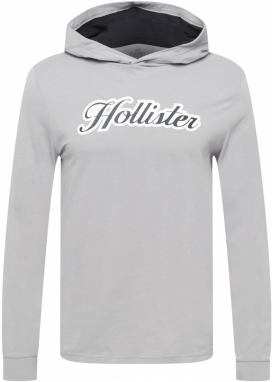 HOLLISTER Tričko  svetlosivá / čierna / biela