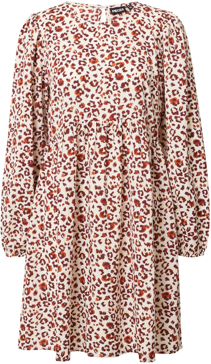 PIECES Šaty 'SABINE'  béžová / hnedá / pueblo / biela