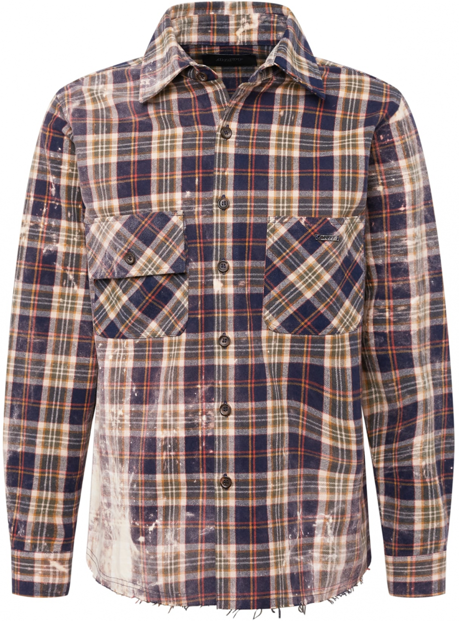 MOUTY Košeľa 'Dita'  námornícka modrá / hnedá / olivová / oranžová