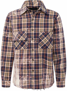 MOUTY Košeľa 'Dita'  námornícka modrá / hnedá / olivová / oranžová