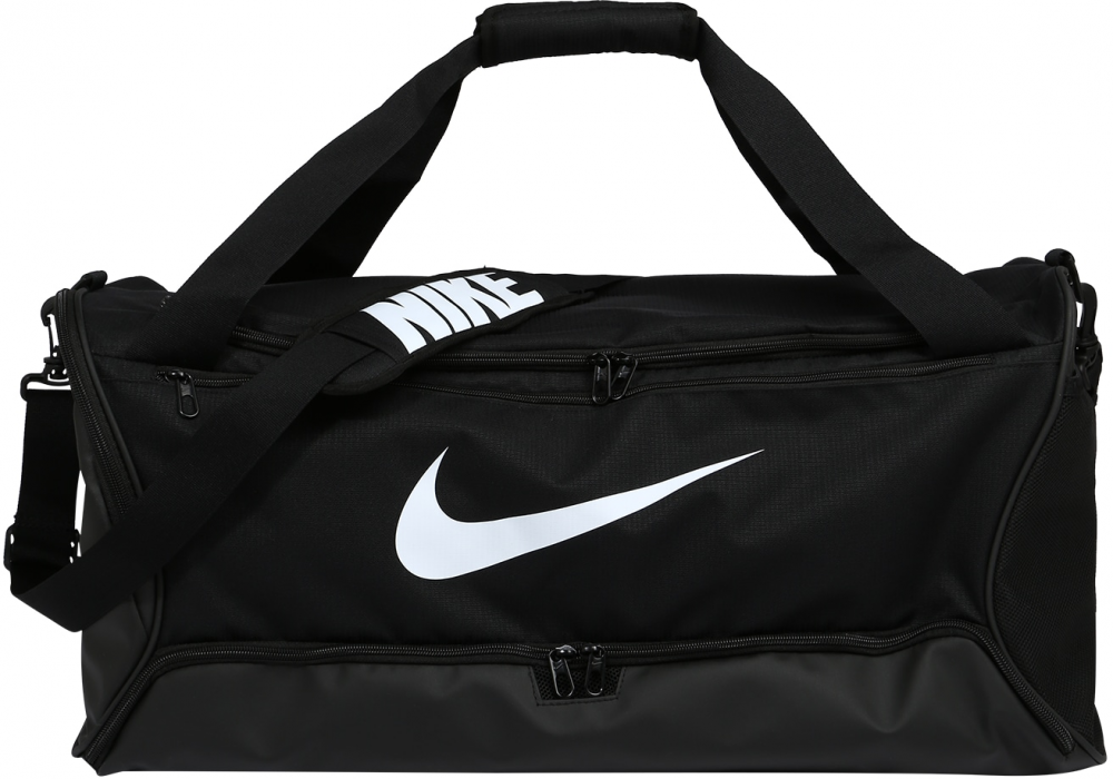 NIKE Športová taška 'Brasilia 9.5'  čierna / biela