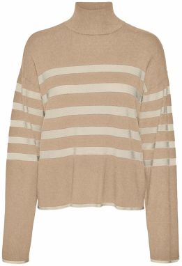 VERO MODA Sveter 'HAPPINESS'  béžová / svetlohnedá