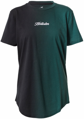 HOLLISTER Tričko  tmavozelená / čierna / biela