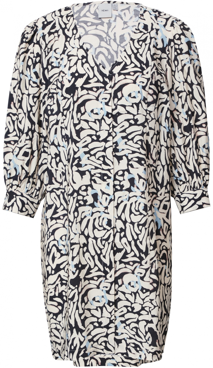 ICHI Šaty 'Jepia'  svetlomodrá / čierna / vaječná škrupina