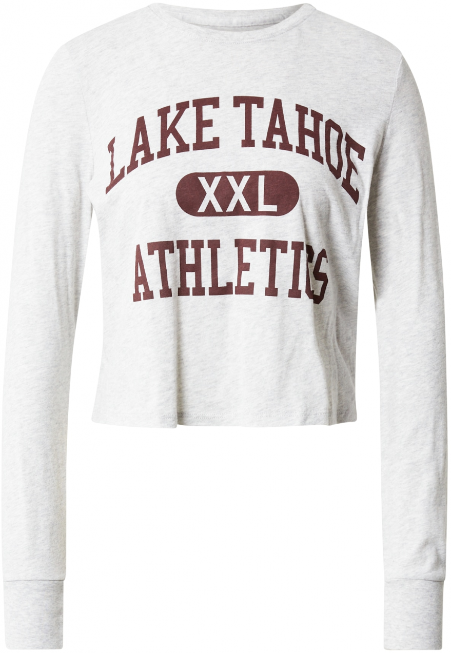 Abercrombie & Fitch Tričko  sivá melírovaná / burgundská