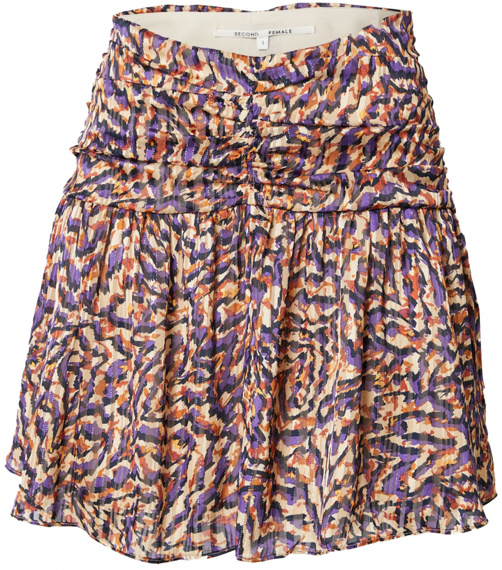 SECOND FEMALE Sukňa 'Aude'  tmelová / tmavofialová / oranžová / čierna
