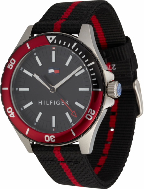TOMMY HILFIGER Analógové hodinky  červená / čierna / strieborná