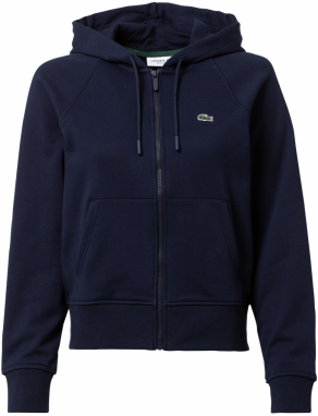 LACOSTE Tepláková bunda  tmavomodrá / trávovo zelená / biela