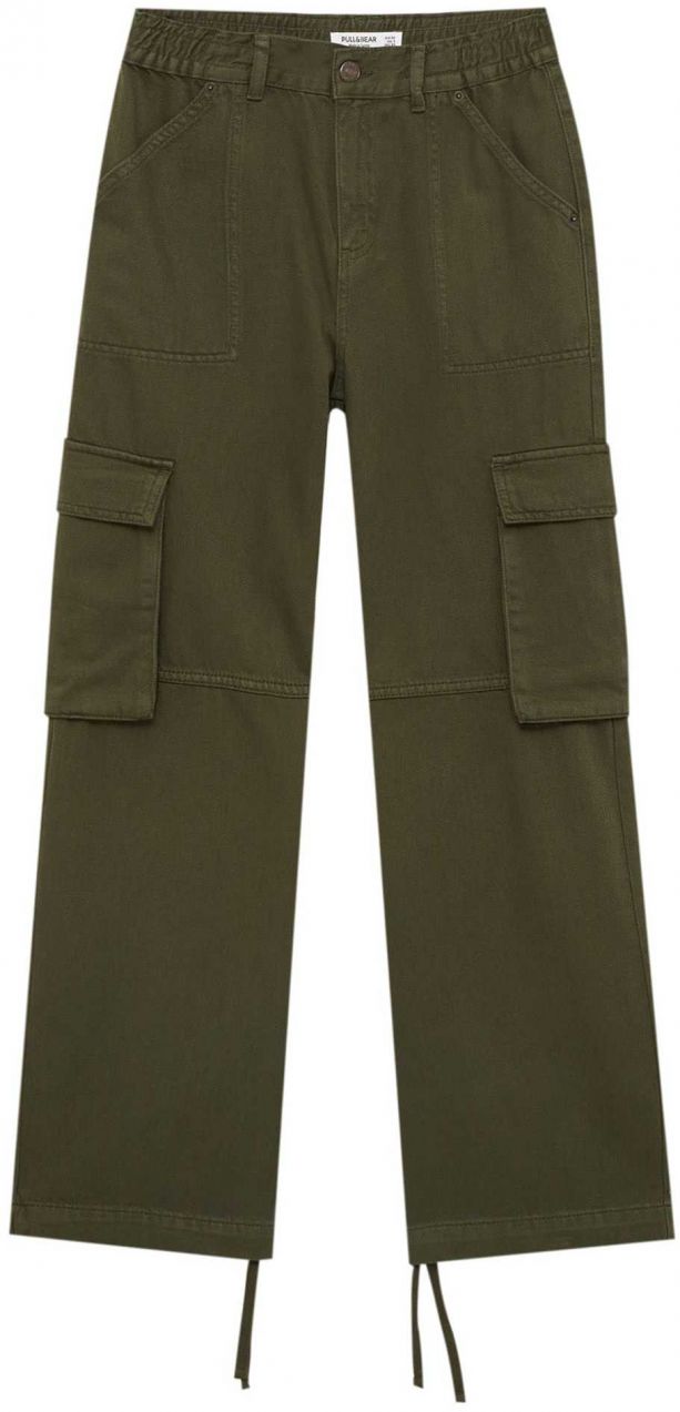 Pull&Bear Rifľové kapsáče  kaki