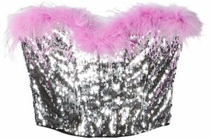 Bershka Top  ružová / strieborná