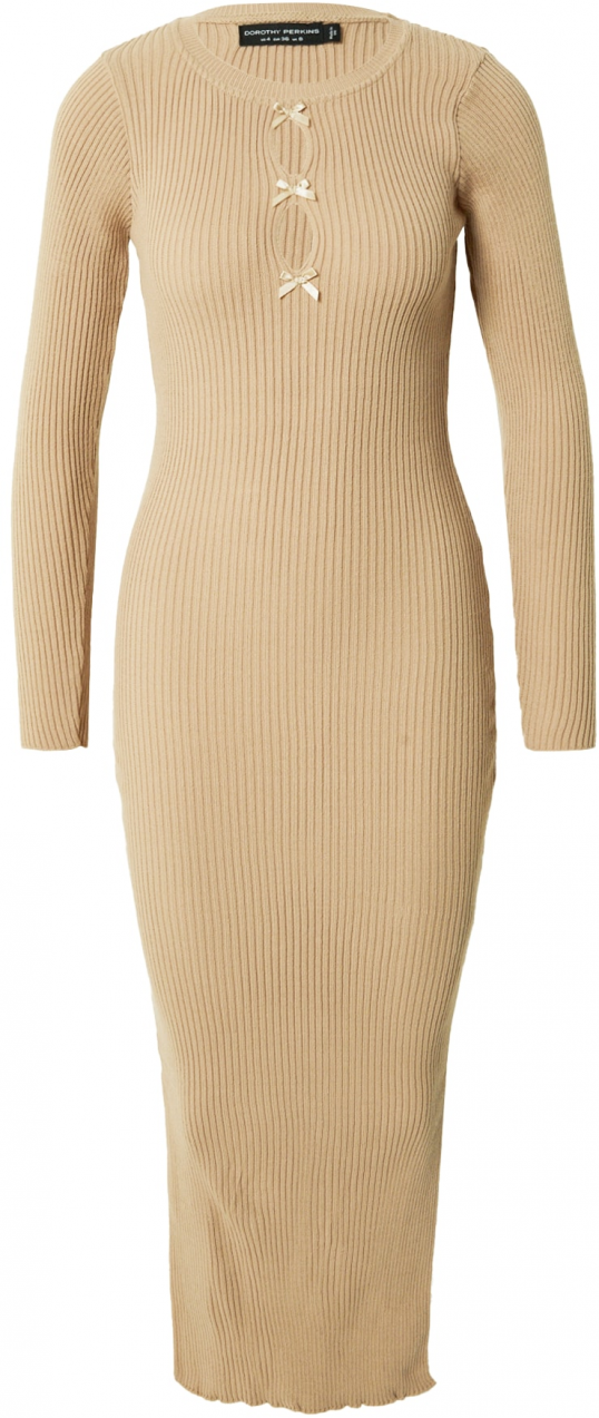 Dorothy Perkins Pletené šaty  svetlobéžová