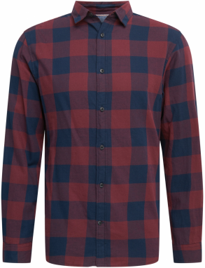 JACK & JONES Košeľa 'Gingham'  tmavomodrá / vínovo červená