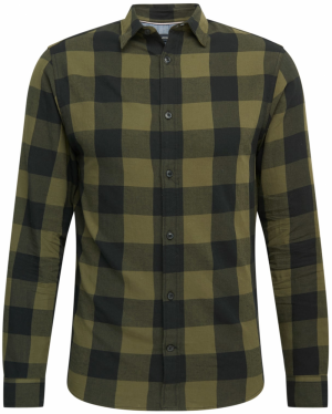 JACK & JONES Košeľa 'Gingham'  olivová / čierna