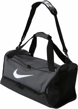 NIKE Športová taška 'Brasilia 9.5'  sivá / čierna / biela