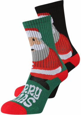 Urban Classics Ponožky 'Fancy Santa'  tmavozelená / červená / čierna / biela