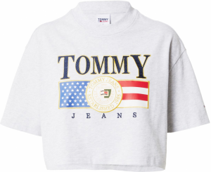 Tommy Jeans Tričko  dymovo modrá / sivá melírovaná / červená / čierna