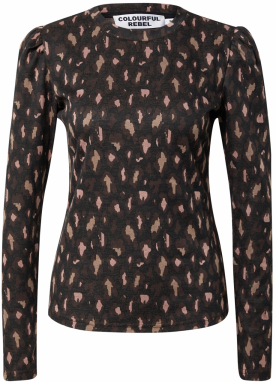 Colourful Rebel Tričko 'Joss'  hnedá / svetlohnedá / antracitová